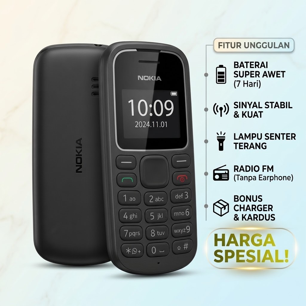 HP Nokia Jadul 1280 & Nokia 105 Second Original - Handphone Murah Meriah, HP Pendamping / Cadangan A