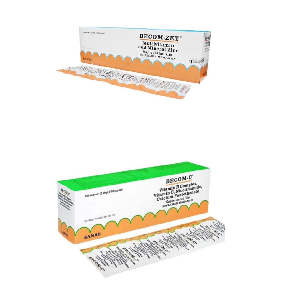 BECOM-ZET BECOM-C Suplemen Makanan Vitamin dan Mineral strip 10tablet ORIGINAL-BPOM