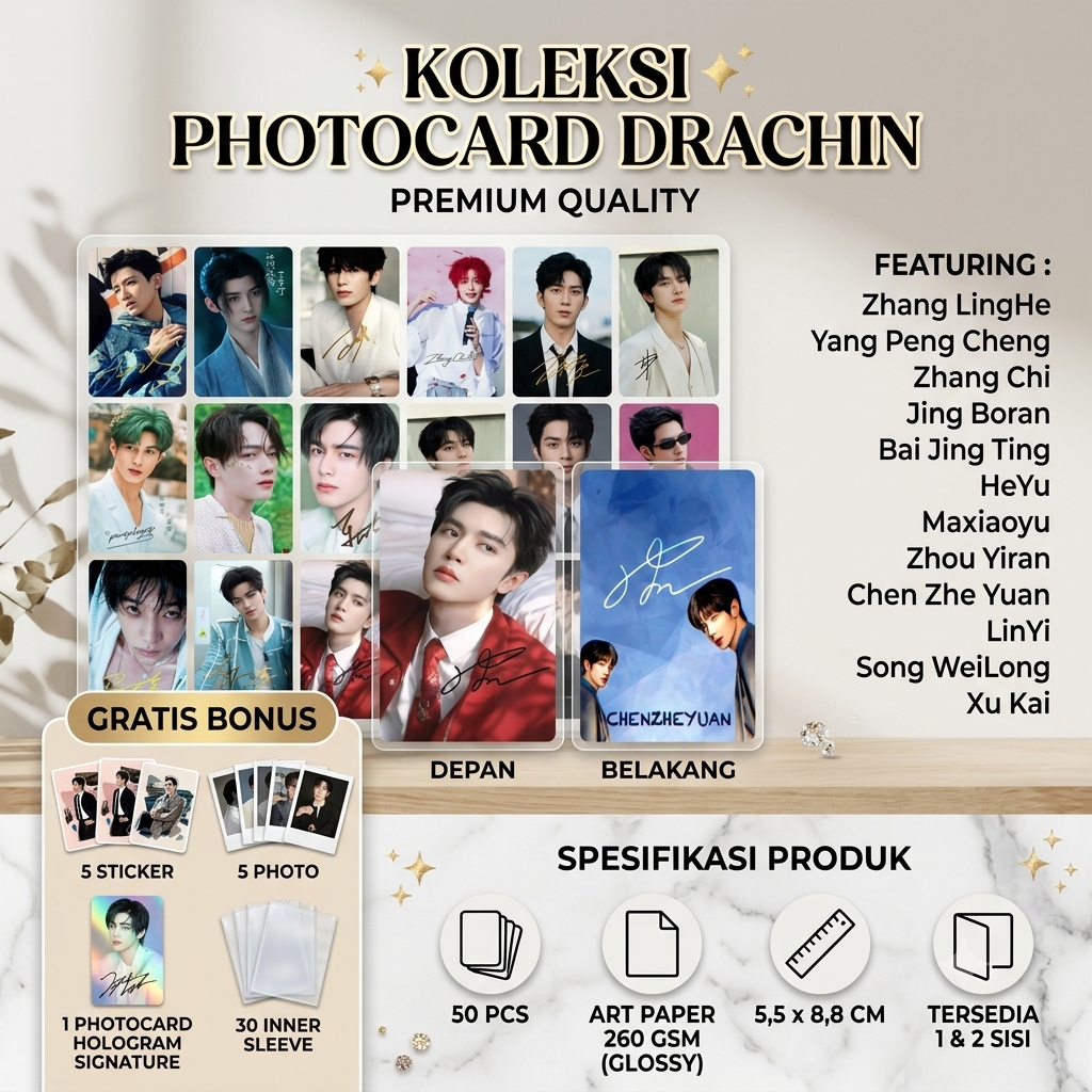 Photocard Zhang LingHe, Yang Peng Cheng, Zhang Chi, Jing Boran, HeYu, Zhou Yiran, Chen Zhe Yuan, Ma 