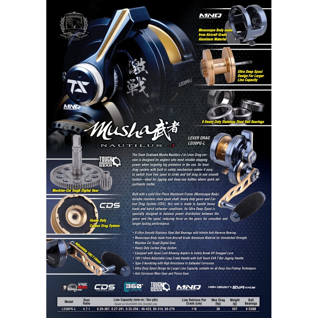 REEL SEAHAWK MUSHA NAUTILUS LEVEL DRAG