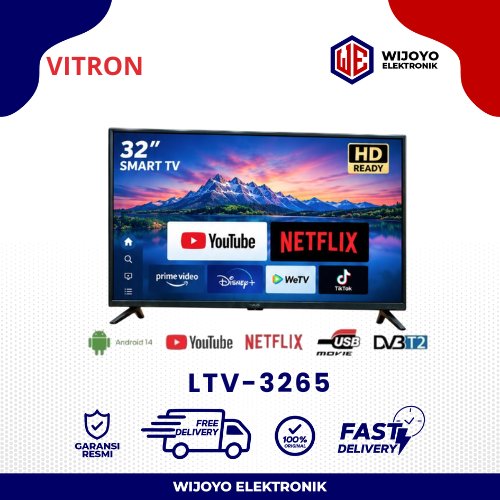 VITRON Smart TV LTV 3265 Youtube Netflix USB Movie HDMI 32 Inch Android 14 Garansi Resmi