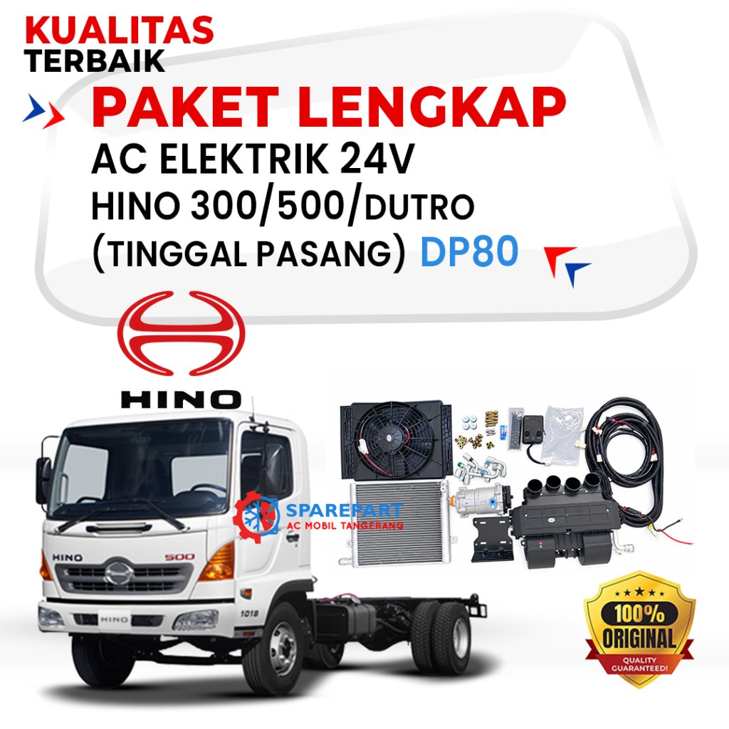 PAKET LENGKAP AC ELEKTRIK 24V  HINO 300/500/DUTRO (TINGGAL PASANG)