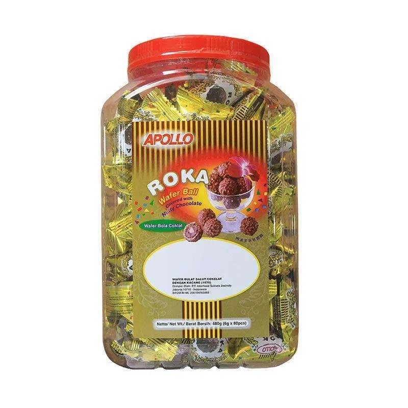 Apollo Roka Wafer Chocolate Ball Coklat Import Toples 420gr