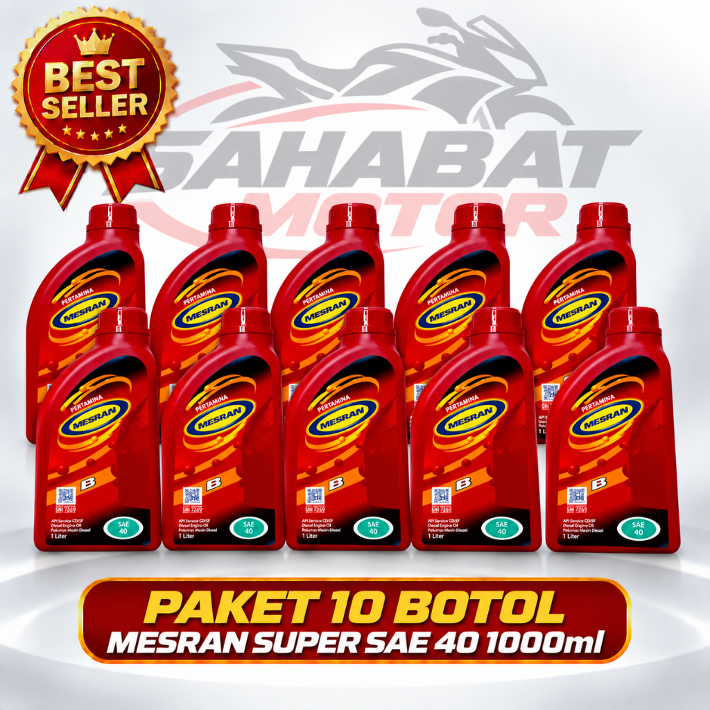 Paket 10 Botol Pertamina Mesran Super SAE 40 1000ml – Oli Mesin API SE/CC
