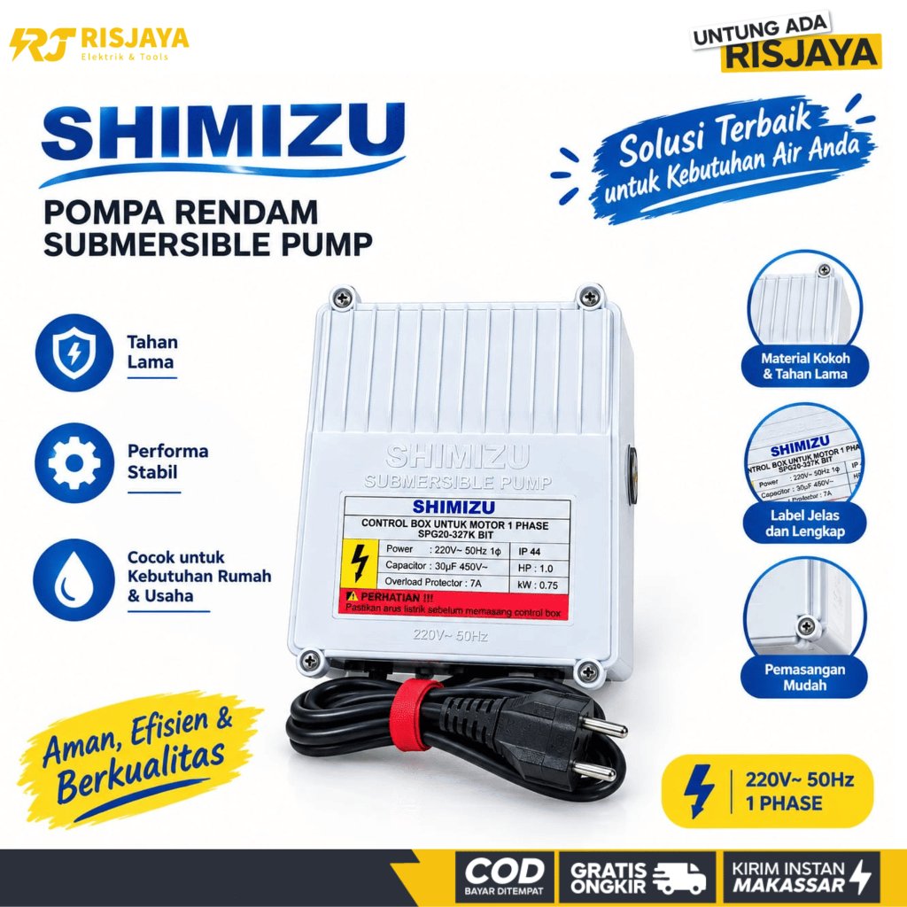 Control Box Shimizu Submersible Pompa Rendam Satelit