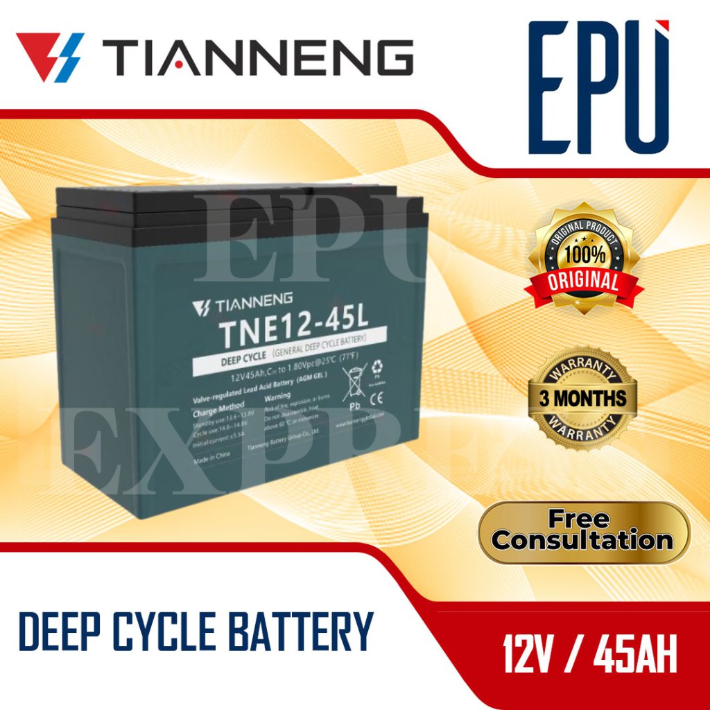 Tianneng Aki Selis 12V 45AH Tian Neng Aki Selis 12V 40AH Aki Molis Aki Mobil Listrik