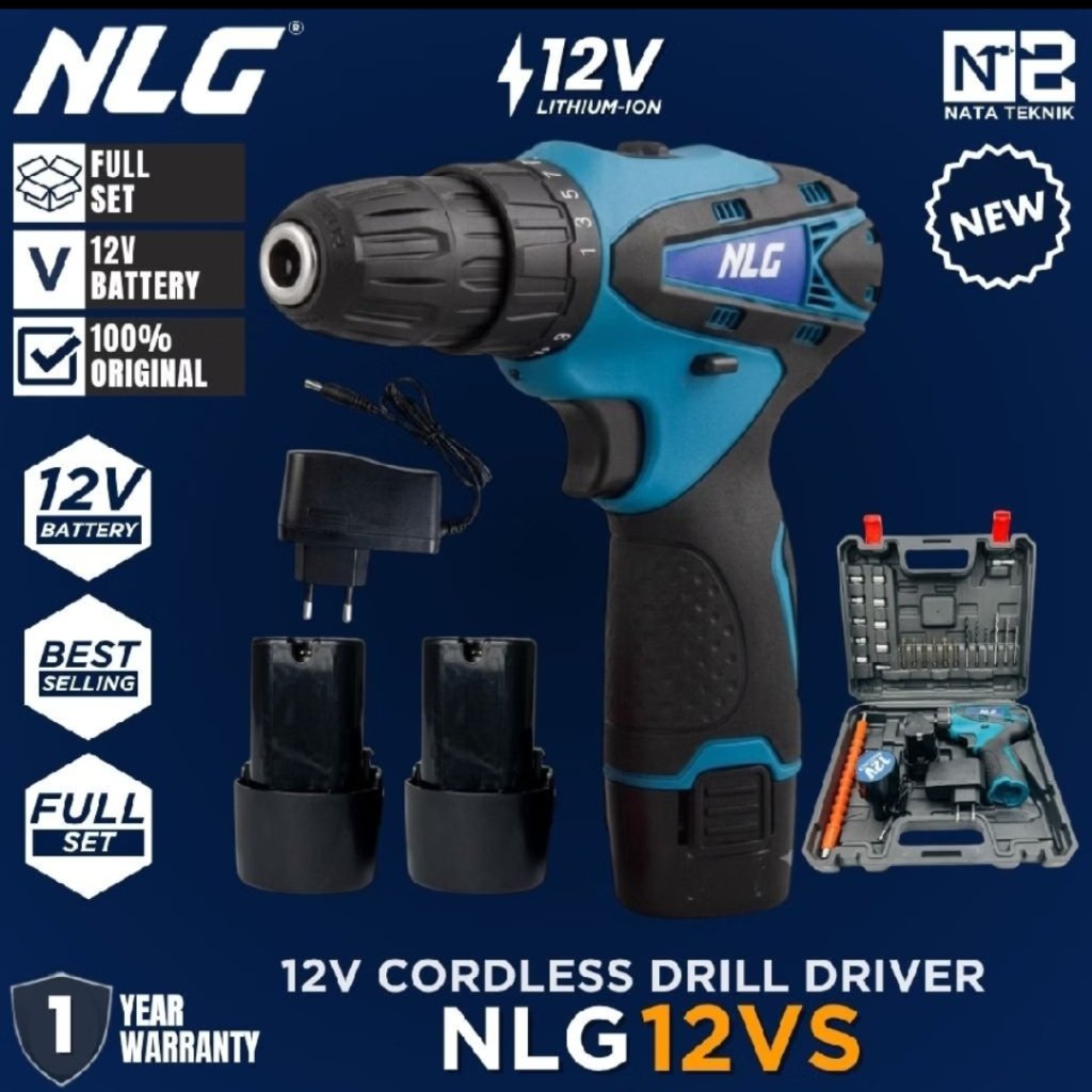 NLG bor 12V Cordless - bor cas 10mm 2 Baterai - NLG12VS