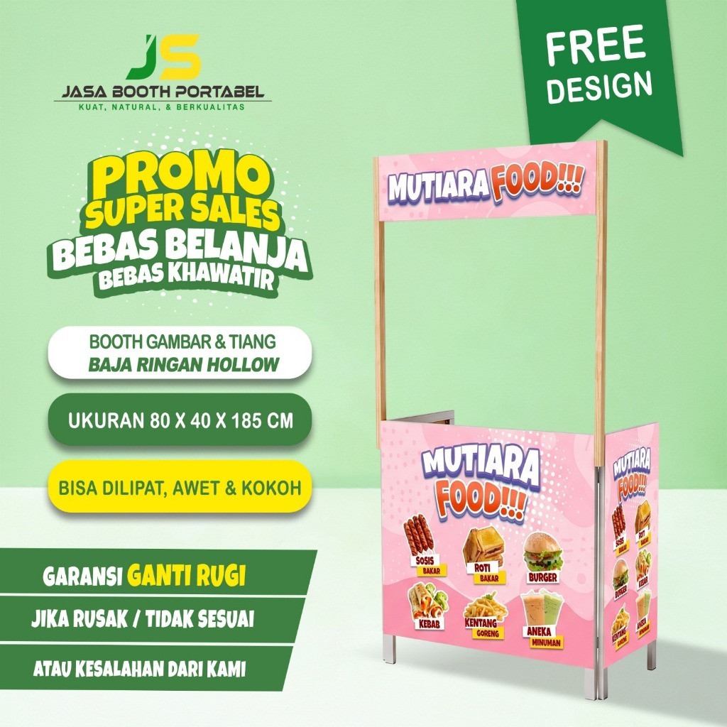 Booth Lipat Baja Ringan hollow  - Meja Jualan Minimalis & Aesthetic - Booth Portable, Booth Portable