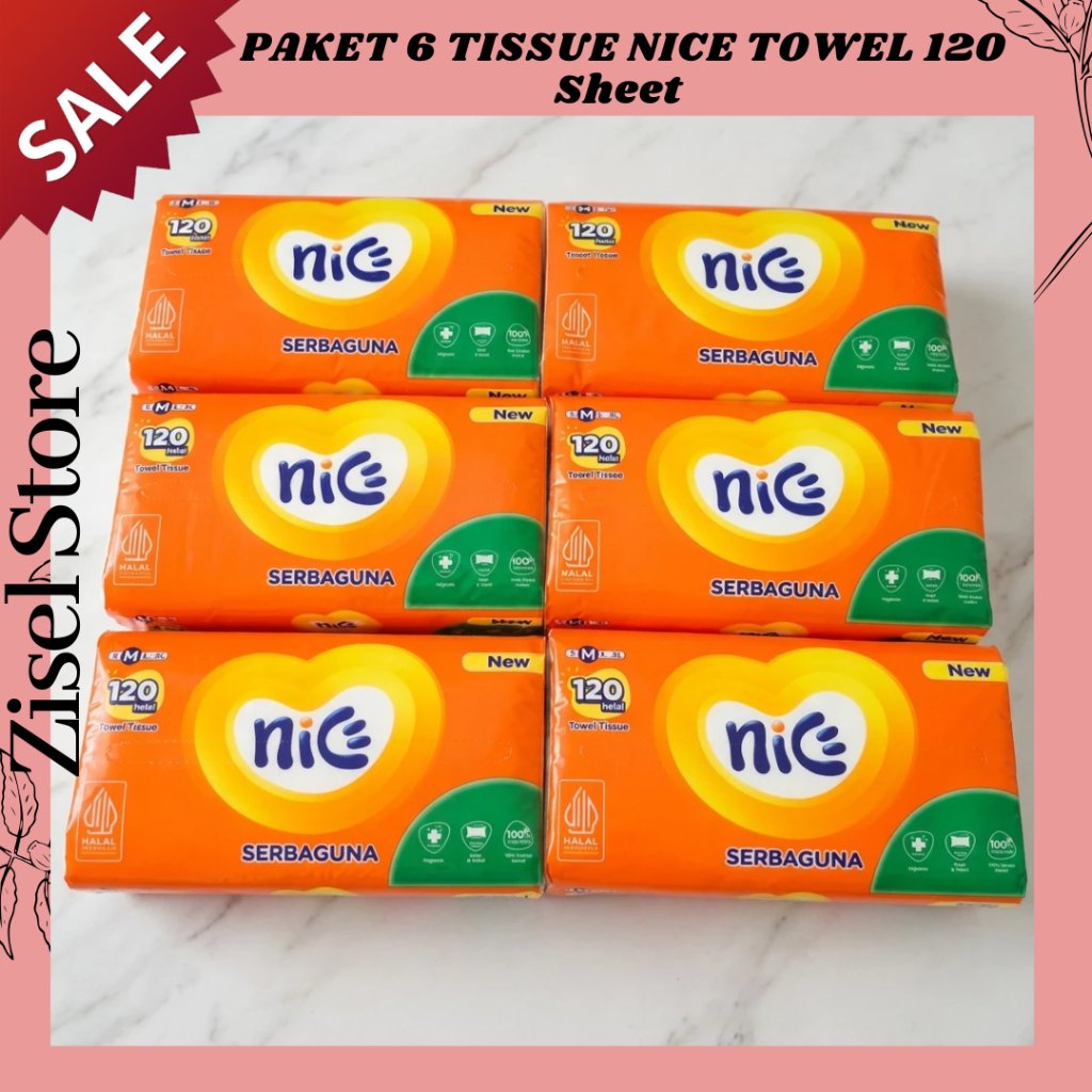 PAKET 6 TISSUE NICE TOWEL 120 Sheet 1Ply Tisu Nice 120s Serbaguna Tissu Dapur