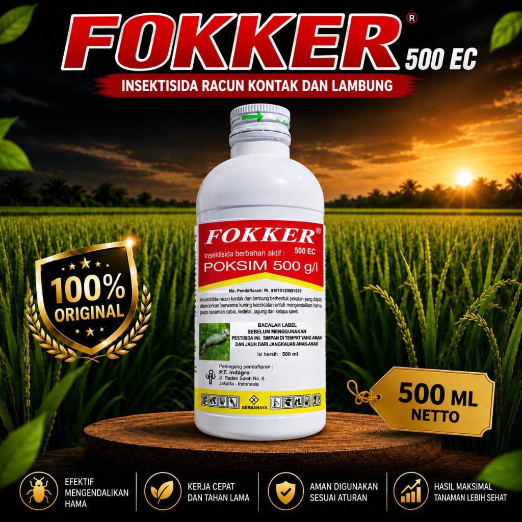 FOKKER 500 EC 500 ML INSEKTISIDA POKSIM 500 G/L PEMBASMI ULAT GRAYAK DAN BELALANG