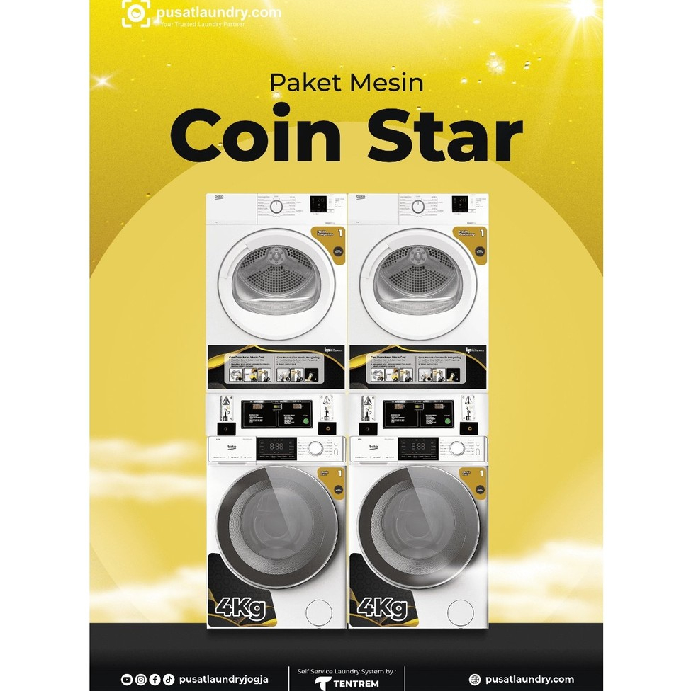 Paket Usaha Laundry Koin 2 Stack - Paket Laundry Koin 2 stack - Laundry Self Service Pengiriman ke s