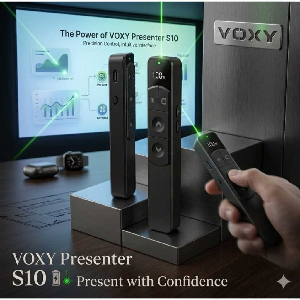 Voxy Laser Pointer S10 - Green Light LED Digital Panel