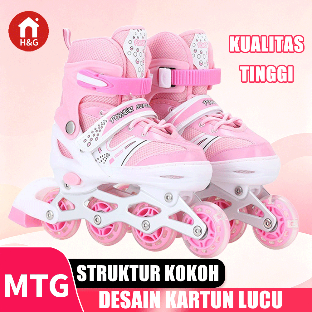 Sepatu Roda Anak Unisex 3-12 Tahun, Roda LED Berwarna Berkedip, Ukuran Bisa Diatur