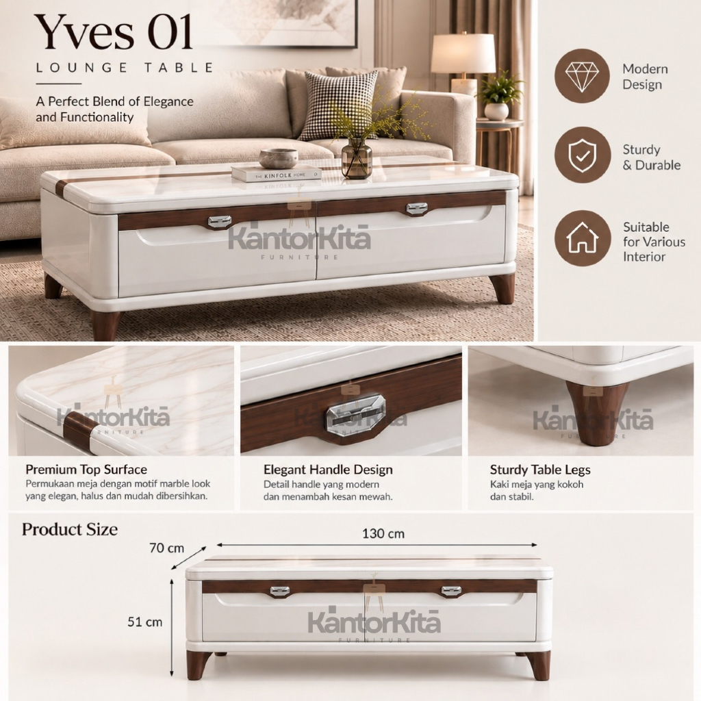 KK Lounge Table Yves 01 Modern Design/Minimalis Design/Modern Elegan Look/Meja Ruang Tamu