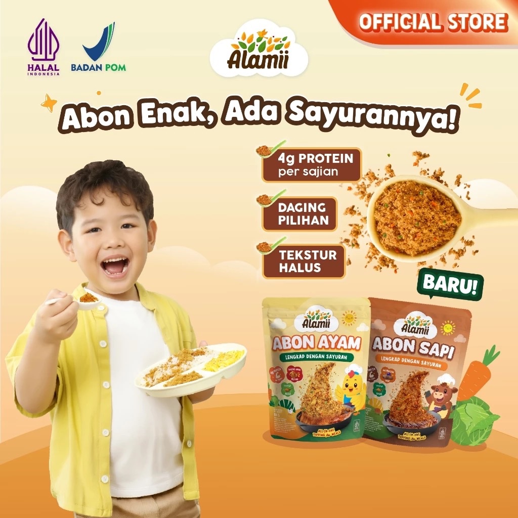 Makassar  Alamii Abon 80g / Daging Ayam - Sapi / Floss Abon MPASI Bayi Anak