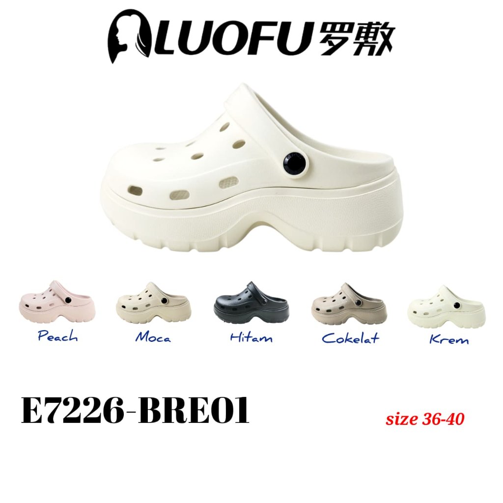 LUOFU SANDAL E7226-BRE01 ORIGINAL jelly karet nyaman adem cepat kering wedges baim empuk murah wanit