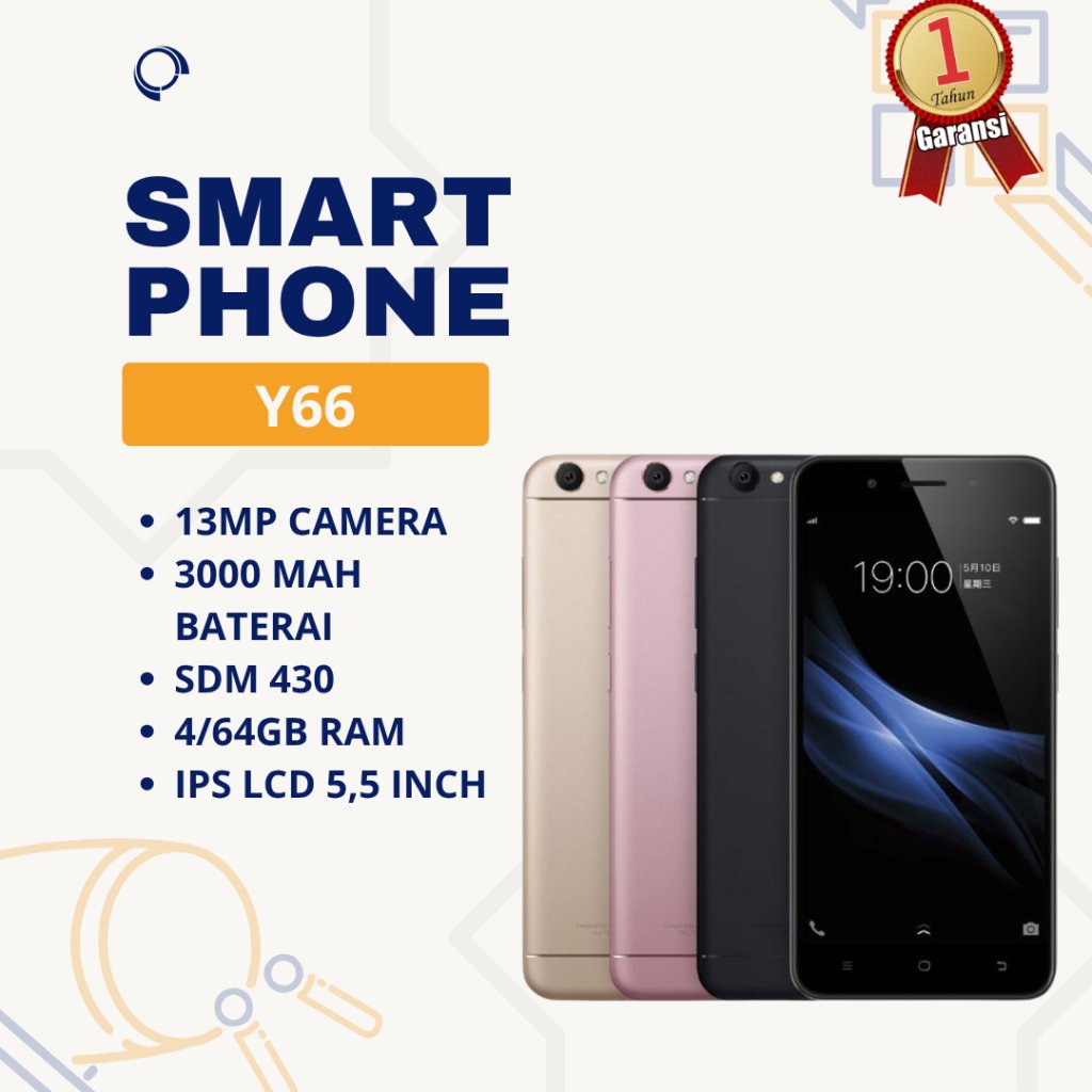 HP SMARTPHONE ANDROID VIVO Y66 RAM 4GB + 64GB BATERAY 3000mAh BERGARANSI 12 BULAN