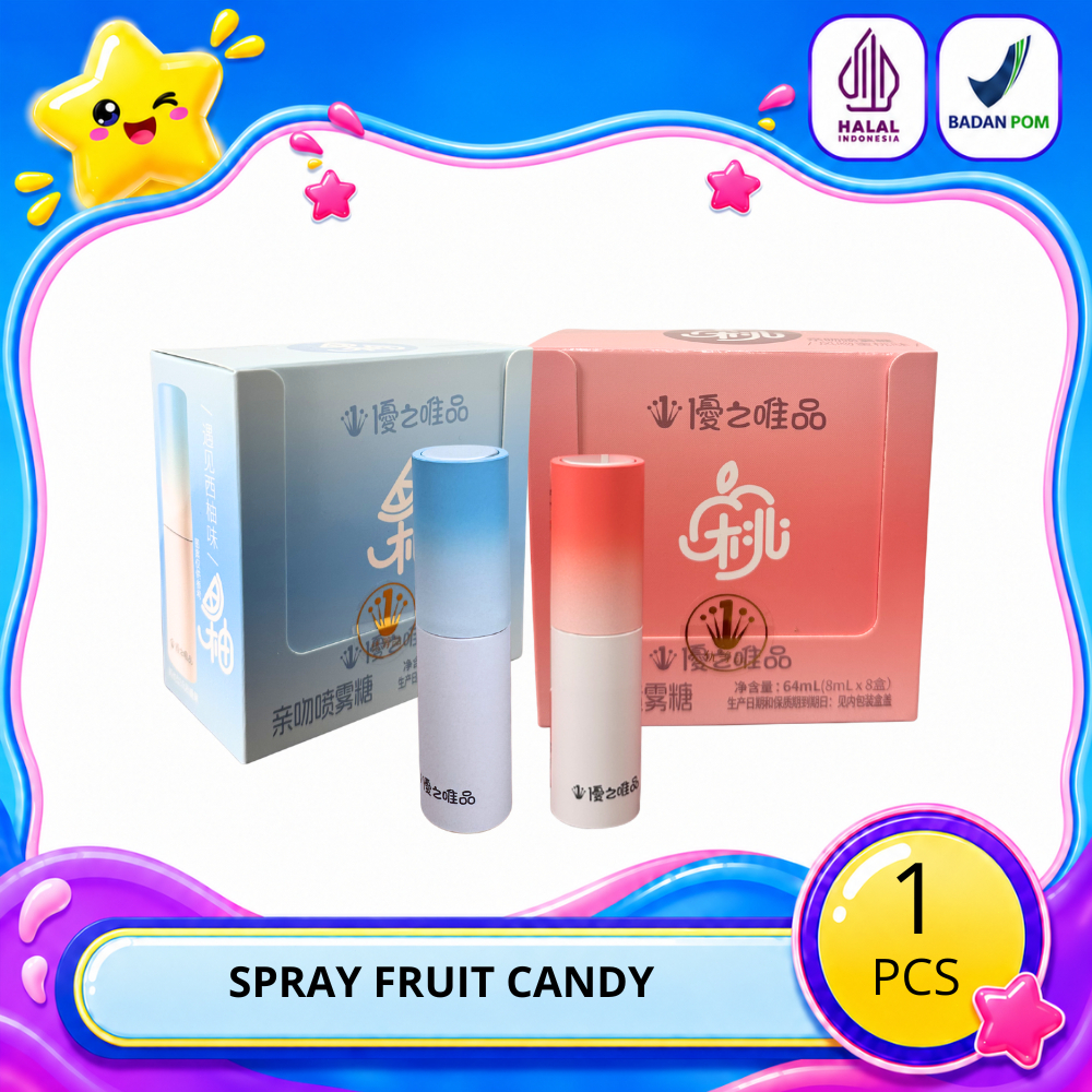 Spray Fruit Candy Permen Semprot Cium Rasa Persik Jeruk Bali Premium Halal BPOM Aroma Buah Menyegark