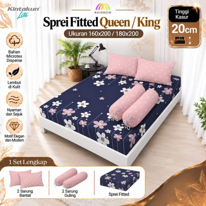 Kintakun Lite - Sprei FITTED Queen / King (160x200 / 180x200) OFFICIAL Terlaris pilihan