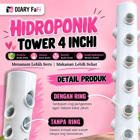 HIDROPONIK TOWER | 100 CM | 4 INCH | HIDROPONIK SET LENGKAP | HIDROPONIK VERTIKAL