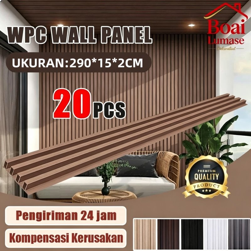 WPC Wall Panel Panel Dinding Kisi-Kisi Motif Kayu 290x15cm Anti Air Anti Rayap Dekorasi Rumah