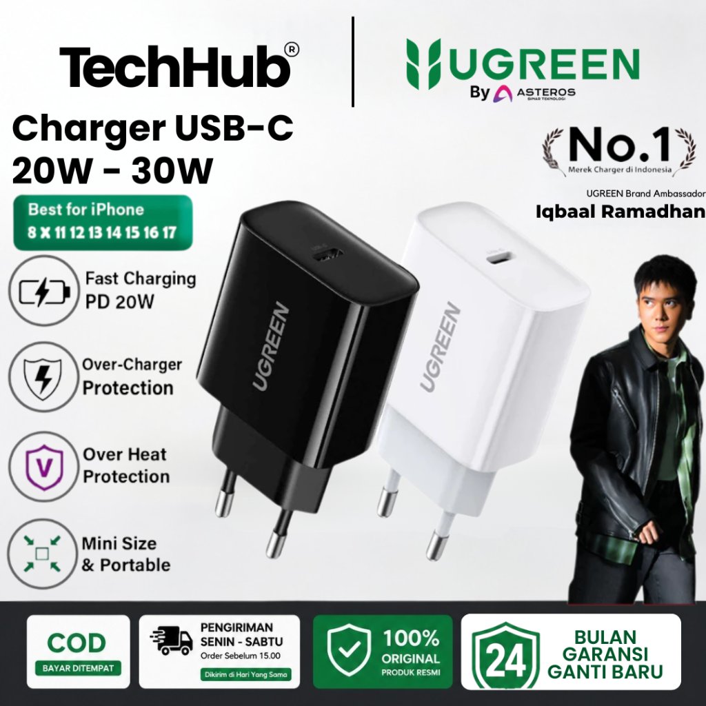 UGREEN Kepala Charger iPhone 11 12 13 14 15 16 17 Fast Charging 20W 30W 45W Pengisian Daya Cepat 30 