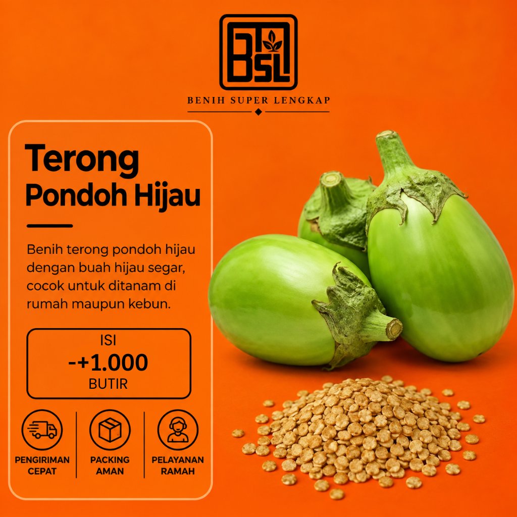 ( 1.000 Butir ) Benih Biji Terong Pondoh Hijau | Terong Hijau Jumbo | UKI BIBIT