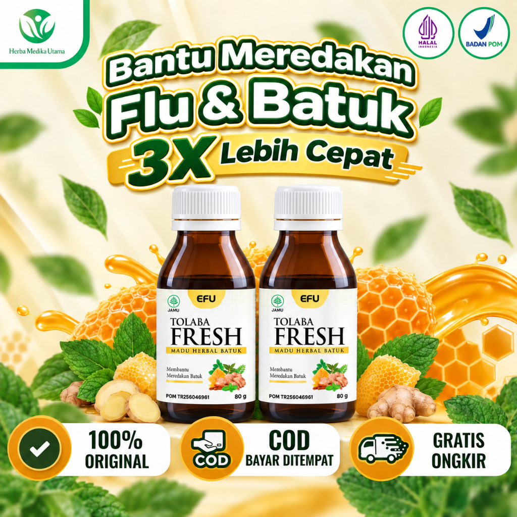 Tolaba Fresh 2 BOTOL - Meredakan Flu Batuk Anak Original Madu Herbal Obat Flu Batuk Anak Obat Flu An