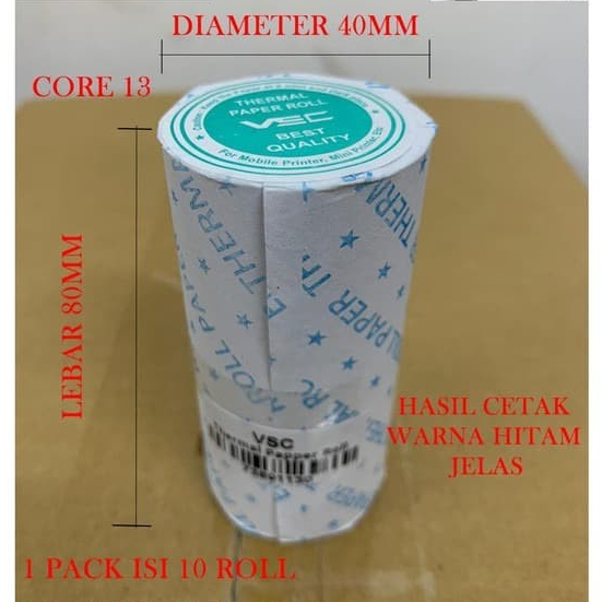 Kertas Struk thermal 80x40mm Thermal Printer mobile 80mm Portable