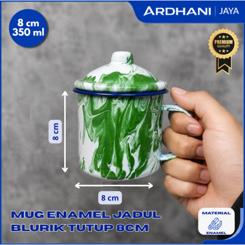 Gelas Stainless 8cm Jadul Mug Kaleng Tutup Motif Gelas Enamel Blurik/Blirik Jadul Vintage Antik