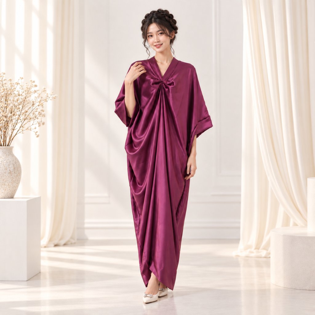Kaftan Satin Premium / Kaftan Polos Hari Raya / Dress Lebaran Wanita Kondangan Baju PANJANG Satin Po