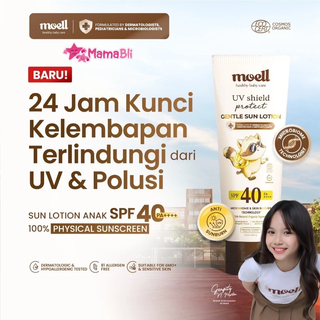 Moell Sun Lotion 100gr / Sun Block badan Bayi dan Anak / SPF 40 PA++++ / Body Sunscreen Anak