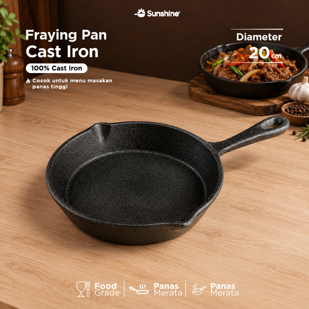 Pan Cast Iron 20 cm/Panci Wajan/Frying Pan Best Seller