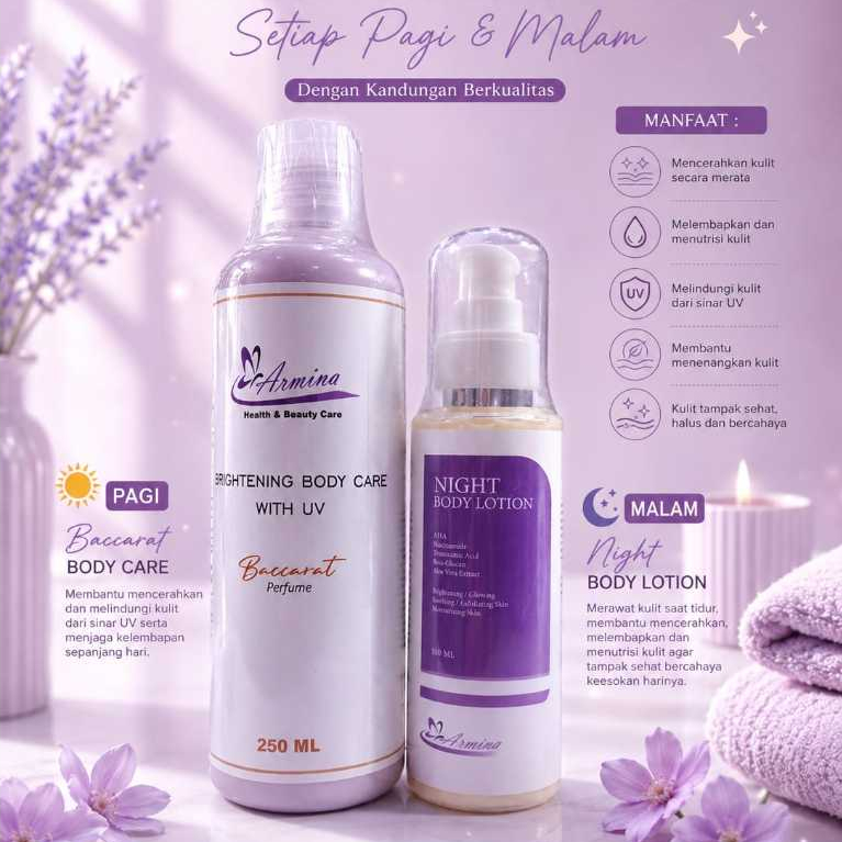 Armina - brightening - Hand Body Pemutih - Lotion Pemutih Badan - Whitening Body Lotion (Paket Bundl