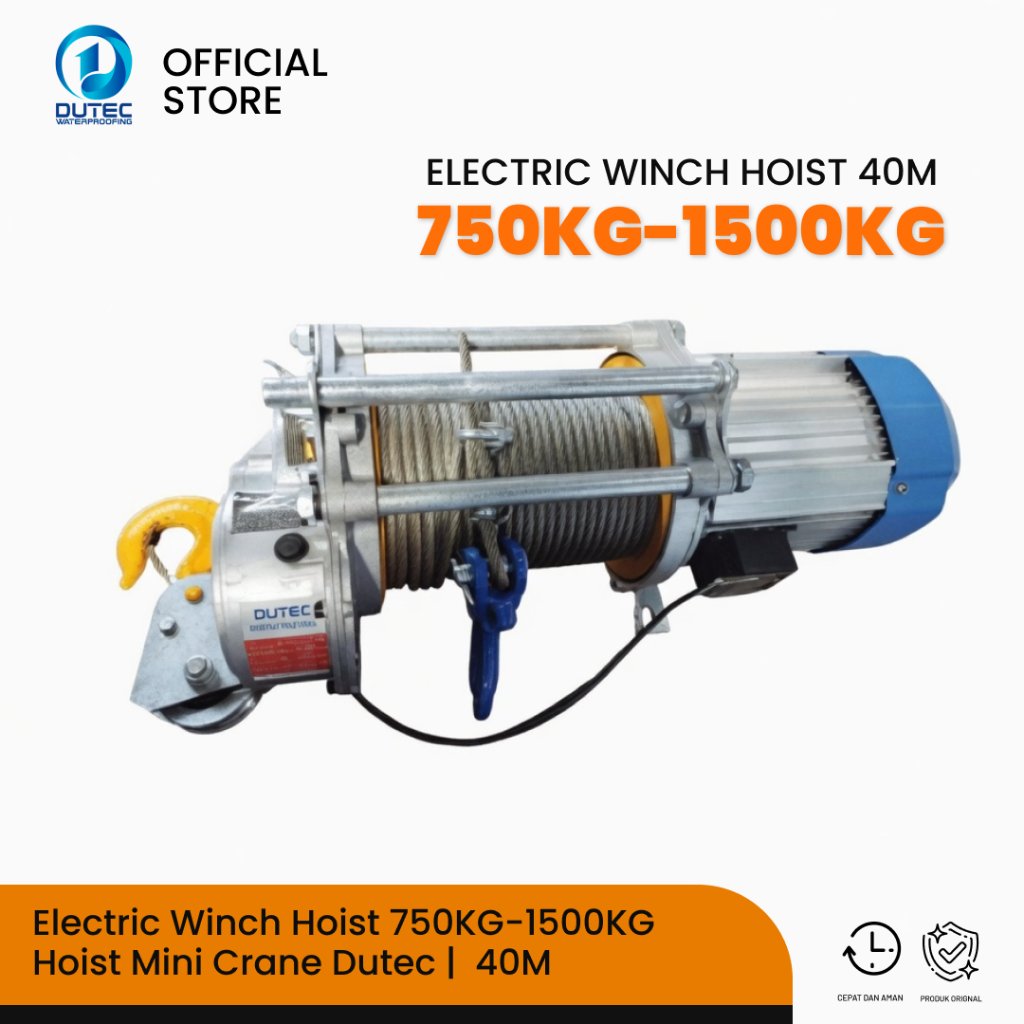 Electric Winch Hoist 750Kg-1500Kg Dutec - 40M Hoist Mini Crane 1T/1000Kg