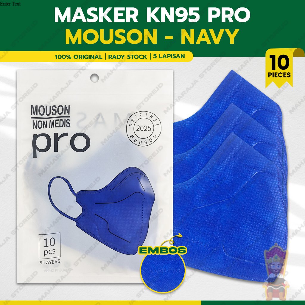 Masker KN95 PRO MOUSON 5Ply Isi 10Pcs Navy Biru Dongker Hybrid KN 95 5 Ply Earloop Surgical Mask Kem