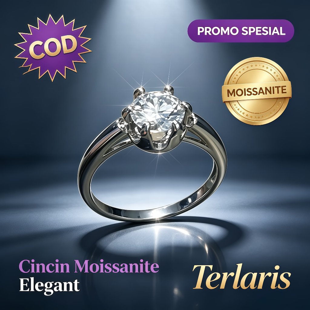 Cincin Moissanite Silver Six Prong Cincin Couple  Cincin Couple Perak Kawin Couple Nikah Hadiah Pern