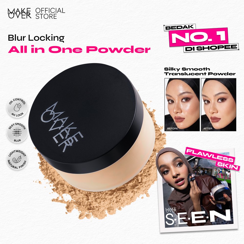 MAKE OVER Silky Smooth Translucent Powder - Daily Makeup Flawless Finish Blur Effect Quick Touch Up 