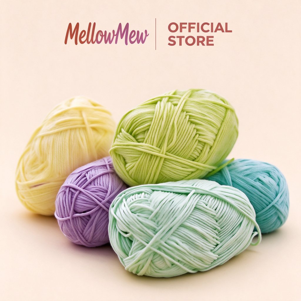 MellowMew Benang Rajut Katun Sus 4 Ply 50gr Lokars Shop untuk Crochet Warna Pastel - Benang Rajut Ka
