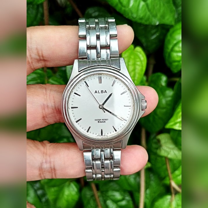 ALBA V501-X194 White Silver Watch Original Second | Jam Tangan Pria Preloved