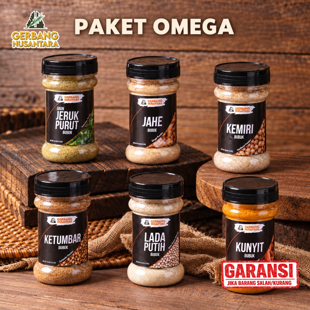 Gerbang Nusantara - Paket OMEGA Kemiri Kunyit Ketumbar Jahe Daun Jeruk Lada Putih Bubuk