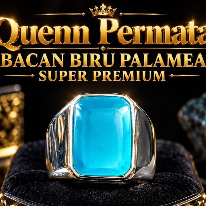 cincin batu akik bacan biru palamea octagonal kristal titanium asli