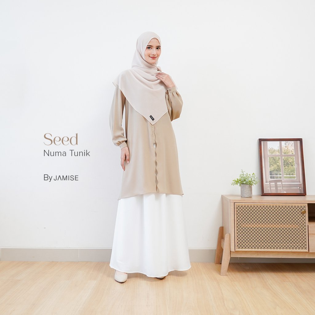 Jamise Numa Tunik - Atasan Tunik Wanita Lengan Panjang Pinggiran Bordir