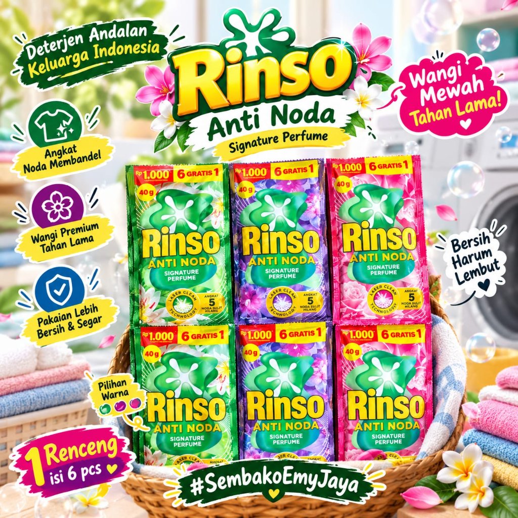 Rinso Cair + Molto 40ml Rinso Renteng Isi 7pcs Sachet / Rinso Cair Sachet