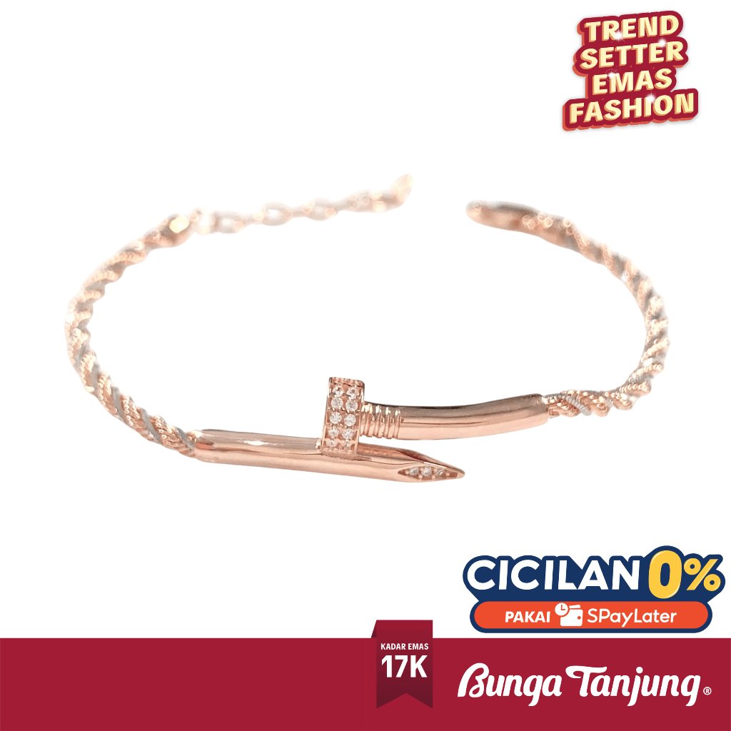GELANG PAKU TWIST KOREA KH - EMAS 17K - BUNGA TANJUNG GOLD