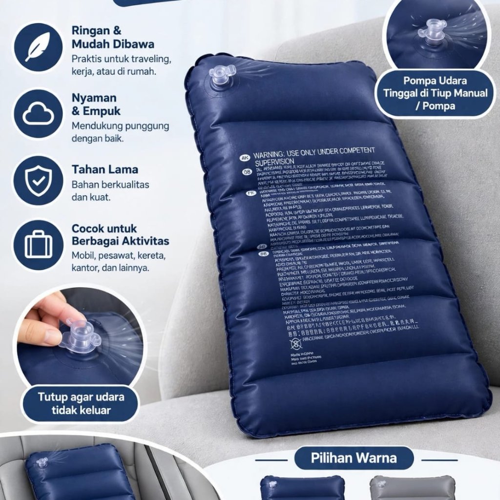 Fxshop - BANTAL ANGIN TIUP PVC BLUDRU BESAR WARNA BIRU BANTAL SISIR