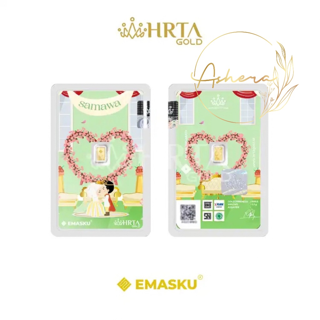 AsheraGold EMASKU Hartadinata Wedding Samawa 0,1 0,25 dan 0,5 gram LM LA Emas Logam Mulia