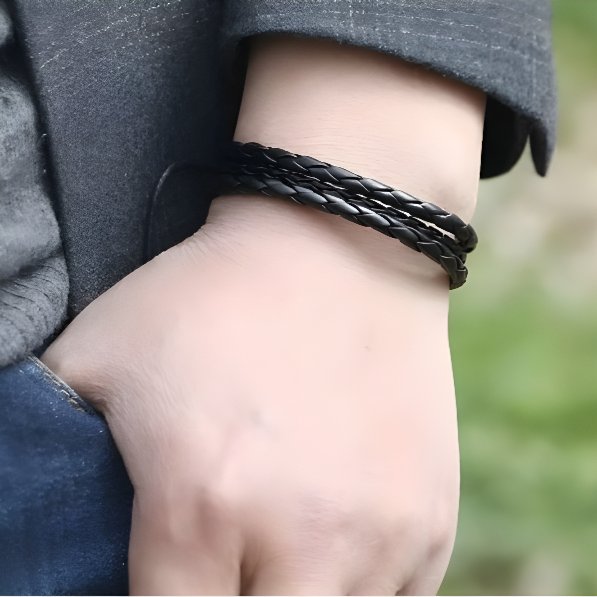 Gelang Tali Hitam Pria Wanita | Gelang Kulit Pria