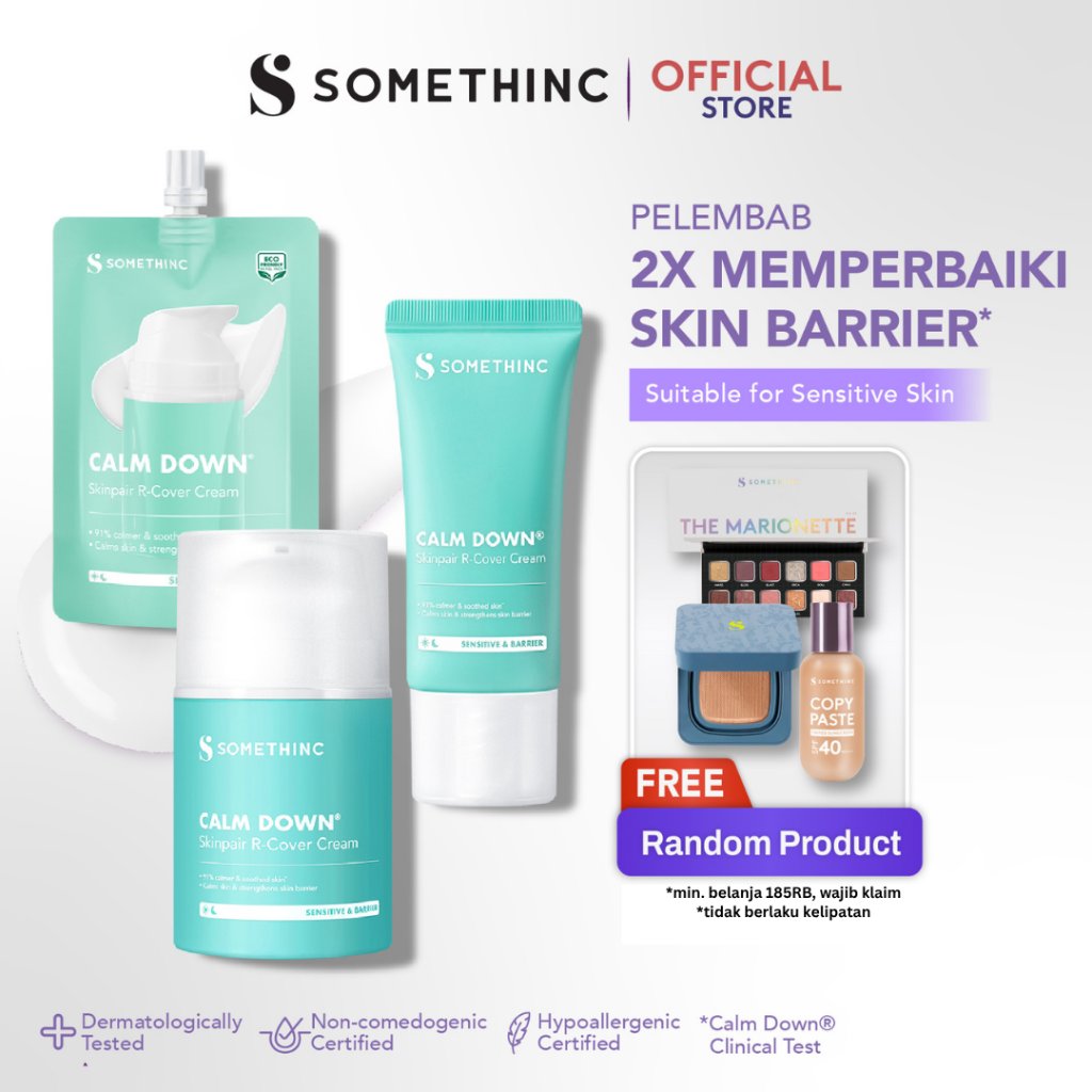 SOMETHINC [BUY 1 GET 2] Calm Down! Skinpair Moisturizer - Pelembap Muka untuk Kulit Sensitif, Kemerahan, Kulit Normal | Meredakan Kemerahan & Memperkuat Skin Barrier