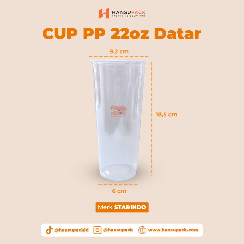[Isi50pcs-SJP] Cup PP 22oz/660ml Datar 10gram (SJP/Starindo)